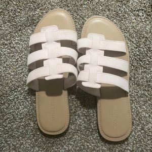 pink and tan sandals, size 7.5, forever 21